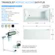 Transolid UATLN603220-R-BN Unity 60-in x 32-in x 20-in Alcove Acrylic Bathtub Kit With Right Hand Drain, White/Brushed Nickel