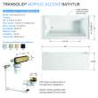 Transolid UATLN603220-R-CB Unity 60-in x 32-in x 20-in Alcove Acrylic Bathtub Kit With Right Hand Drain, White/Champagne Bronze