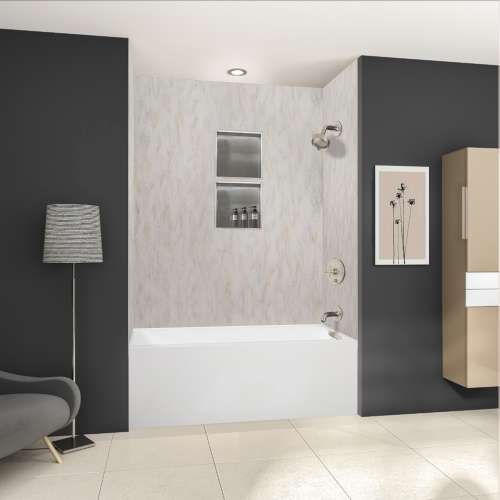 Transolid UATLN603220-R-BN Unity 60-in x 32-in x 20-in Alcove Acrylic Bathtub Kit With Right Hand Drain, White/Brushed Nickel