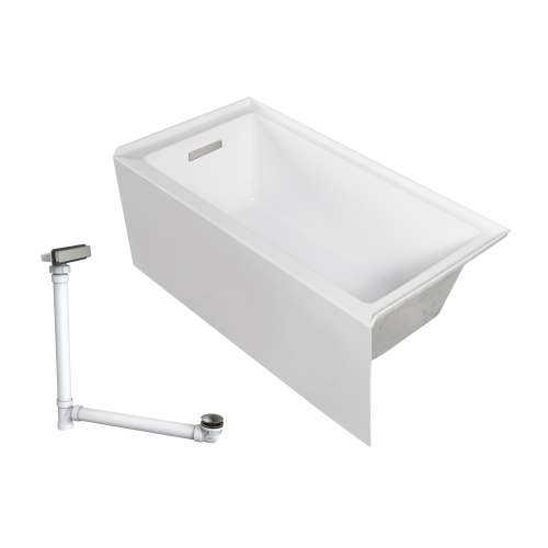 Transolid UATLN603222-L-BN Unity AFR 60-in x 32-in x 22-in Alcove Acrylic Bathtub Kit With Left Hand Drain, White/Brushed Nickel