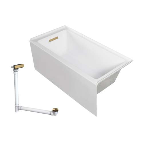 Transolid UATLN603222-L-CB Unity AFR 60-in x 32-in x 22-in Alcove Acrylic Bathtub Kit With Left Hand Drain, White/Champagne Bronze