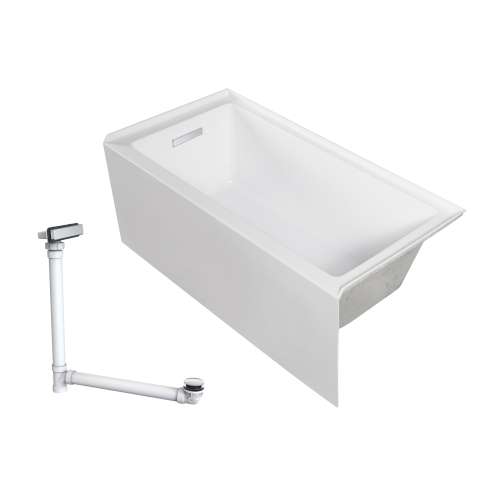 Transolid UATLN603222-L-PC Unity AFR 60-in x 32-in x 22-in Alcove Acrylic Bathtub Kit With Left Hand Drain, White/Polished Chrome