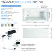 Transolid UATLN603222-L-MB Unity AFR 60-in x 32-in x 22-in Alcove Acrylic Bathtub Kit With Left Hand Drain, White/Matte Black