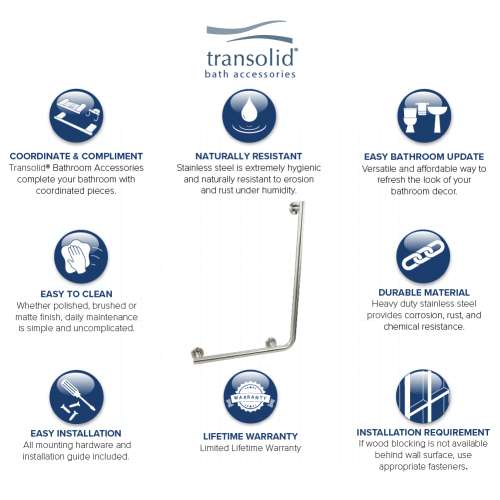 Transolid Z-Series Left Side L shape Grab Bar
