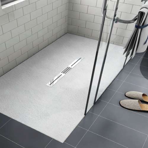 Transolid FZS6332C-31 Trimslate 63-in x 32-in Zero Threshold Shower Base with Center Drain, White