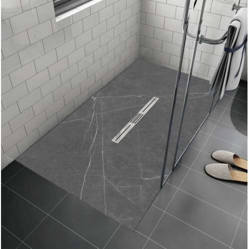 Transolid FZSP7248C-59 Trimslate Plus 72-in x 48-in Zero Threshold Shower Base with Center Drain, Ashy Grey