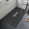 Transolid FZSDT6336C-09 Trimslate 63-in x 36-in Shower Base with Adjustable Double Threshold and Center Drain, Black