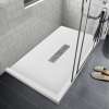 Transolid FZSDT6336C-31 Trimslate 63-in x 36-in Shower Base with Adjustable Double Threshold and Center Drain, White