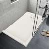 Transolid FZSDTR6336-32 Trimslate 63-in x 36-in Tub Replacement Shower Base with Adjustable Double Threshold and End Drain, Cameo
