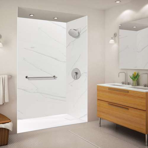 Transolid FZSR6336-31 Trimslate 63-in x 36-in Zero Threshold Tub Replacement Shower Base with End Drain, White