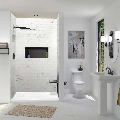 Transolid FZST7236-31 Trimslate 72-in x 36-in Shower Base with Adjustable Single Threshold and End Drain, White