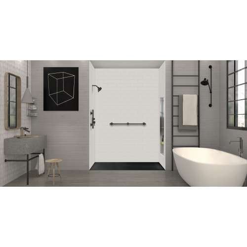 Transolid FZS7940C-09 Trimslate 79-in x 40-in Zero Threshold Shower Base with Center Drain, Black