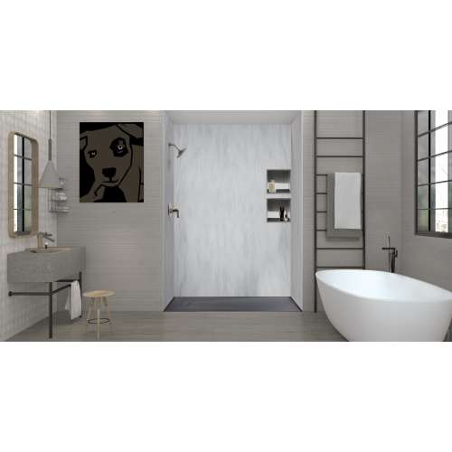 Transolid FZS6736-09 Trimslate 67-in x 36-in Zero Threshold Shower Base with End Drain, Black