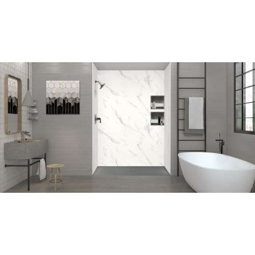 Transolid FZS7940C-40 Trimslate 79-in x 40-in Zero Threshold Shower Base with Center Drain, Dark Grey