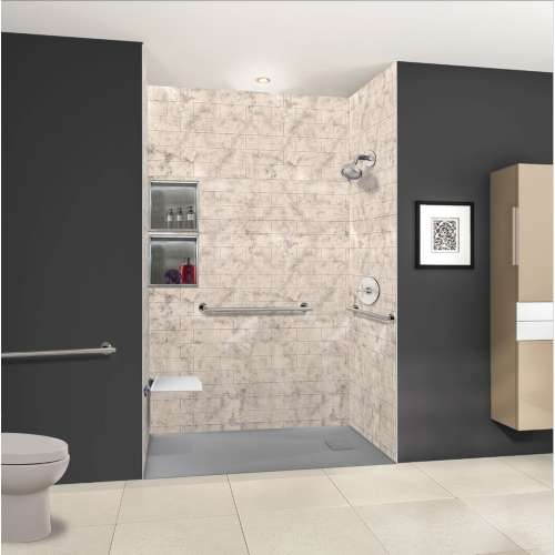 Transolid FZS6736-40 Trimslate 67-in x 36-in Zero Threshold Shower Base with End Drain, Dark Grey