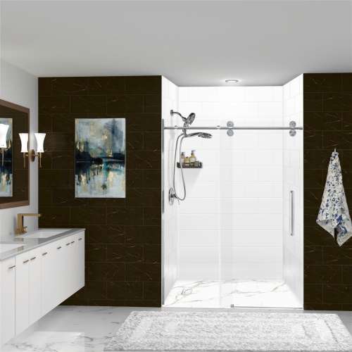 Transolid PWK604896-531 Prodigy 60-in x 48-in x 96-in Shower Wall Kit, White Horizontal Tile