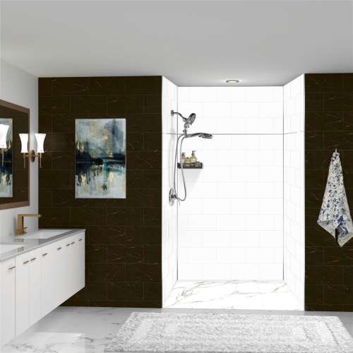 Transolid PWKX60488412-531 Prodigy 60-in x 48-in x 96-in Shower Wall Kit with Extension, White Horizontal Tile