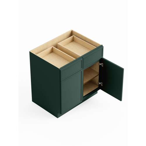 33-in x 24-in x 35-in Ready To Assemble Slim Shaker Double Door Double Drawer Base Cabinet, Green, B33-RTA-FR02-GR