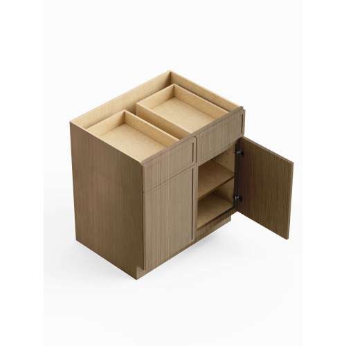 33-in x 24-in x 35-in Ready To Assemble Slim Shaker Double Door Double Drawer Base Cabinet, Tan Wood, B33-RTA-FR02-TW