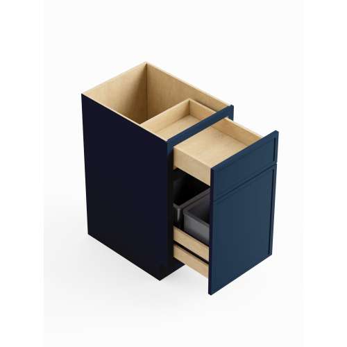 18-in x 24-in x 35-in Ready To Assemble Slim Shaker Double Trash Can Pull-Out Base Cabinet, Navy Blue, BWB18-D-RTA-FR02-NB