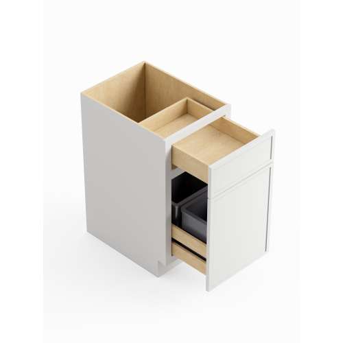 18-in x 24-in x 35-in Ready To Assemble Slim Shaker Double Trash Can Pull-Out Base Cabinet, White, BWB18-D-RTA-FR02-WH