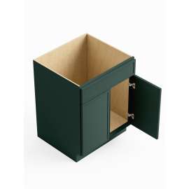 27-in x 24-in x 35-in Ready To Assemble Slim Shaker Double Door Single Drawer Front Sink Base Cabinet, Green, SB27-RTA-FR02-GR