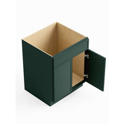 27-in x 24-in x 35-in Ready To Assemble Slim Shaker Double Door Single Drawer Front Sink Base Cabinet, Green, SB27-RTA-FR02-GR