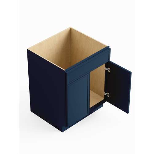 27-in x 24-in x 35-in Ready To Assemble Slim Shaker Double Door Single Drawer Front Sink Base Cabinet, Navy Blue, SB27-RTA-FR02-NB