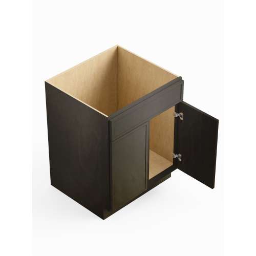27-in x 24-in x 35-in Ready To Assemble Slim Shaker Double Door Single Drawer Front Sink Base Cabinet, Smokey Grey, SB27-RTA-FR02-SG