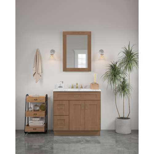 24-in x 34-in Shaker Framed Vanity Mirror, Tan Wood, VM2434-MR-FR01-TW
