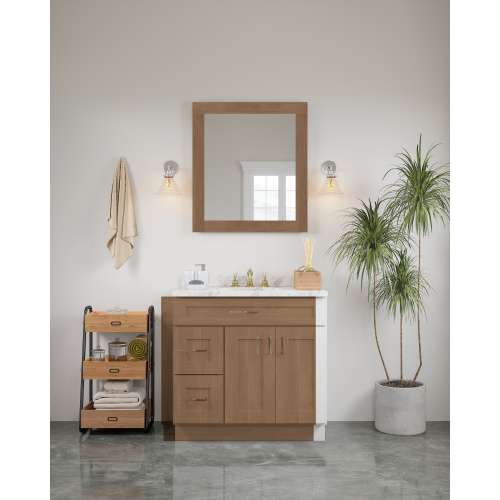 30-in x 34-in Shaker Framed Vanity Mirror, Tan Wood, VM3034-MR-FR01-TW