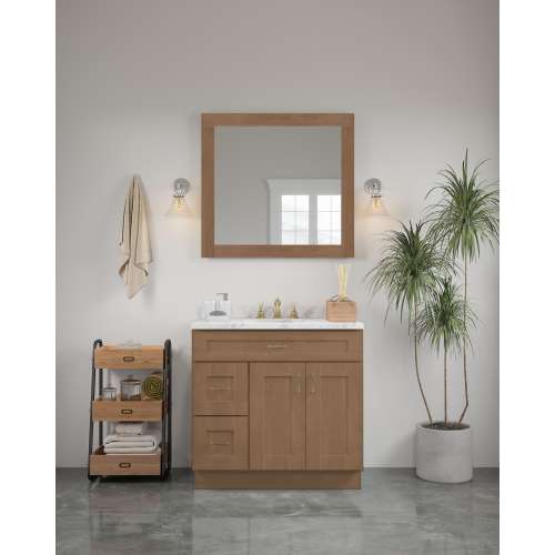 36-in x 34-in Shaker Framed Vanity Mirror, Tan Wood, VM3634-MR-FR01-TW