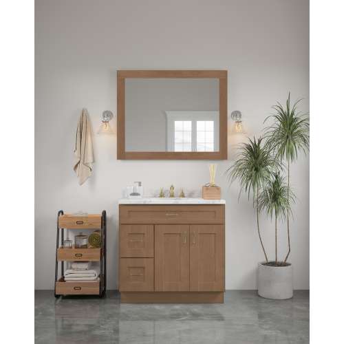 42-in x 34-in Shaker Framed Vanity Mirror, Tan Wood, VM4234-MR-FR01-TW