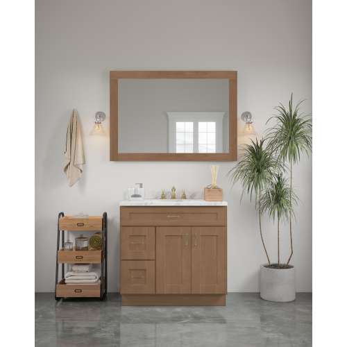 48-in x 34-in Shaker Framed Vanity Mirror, Tan Wood, VM4834-MR-FR01-TW