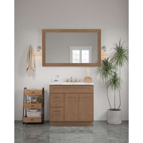 54-in x 34-in Shaker Framed Vanity Mirror, Tan Wood, VM5434-MR-FR01-TW