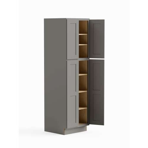 30-in x 24-in x 84-in Ready To Assemble Shaker Four Door Tall Utility Cabinet, Light Grey, U308424-RTA-FR01-LG