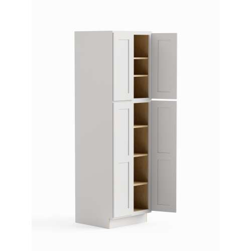 30-in x 24-in x 84-in Ready To Assemble Shaker Four Door Tall Utility Cabinet, White, U308424-RTA-FR01-WH