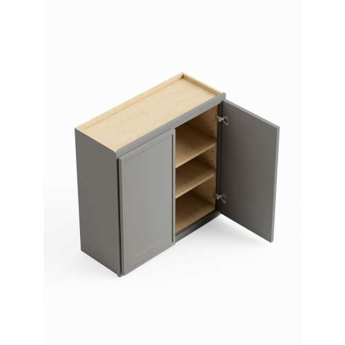 33-in x 12-in x 36-in Ready To Assemble Slim Shaker Double Door Wall Cabinet, Light Grey, W3336-RTA-FR02-LG