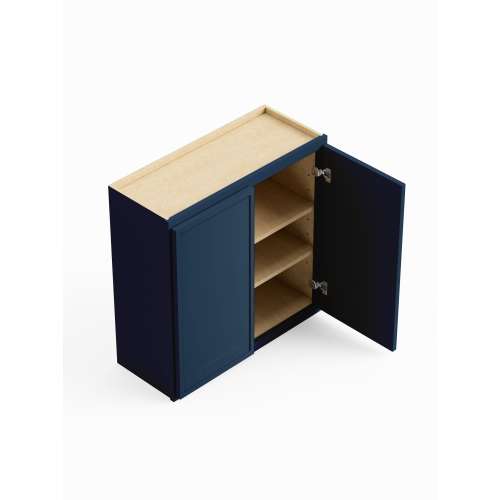 33-in x 12-in x 36-in Ready To Assemble Slim Shaker Double Door Wall Cabinet, Navy Blue, W3336-RTA-FR02-NB
