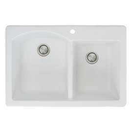 Aversa Granite 33-in Drop-In Kitchen Sink Kit with Grids, Strainers and Drain Installation Kit