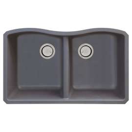 Transolid Aversa Granite 32-in Undermount Kitchen Sink Kit with Faucet, Grids, Strainers and Drain Installation Kit in Grey