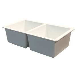 31.75-in x 19.125-in x 9.5-in silQ Granite Kitchen Sink with Equal Double bowls, Undermount Installation, in White