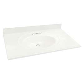 1439-7520 Samson 25-in x 22-in Cultured Marble Single Bowl Vanity Top, White (3-Pack)