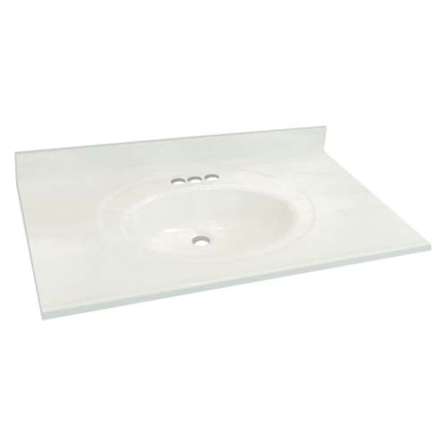 1469-7521 Samson 25-in x 22-in Cultured Marble Single Bowl Vanity Top, White on White (6-Pack)