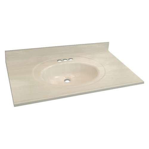 1469-7522 Samson 25-in x 22-in Cultured Marble Single Bowl Vanity Top, White on Bone (6-Pack)