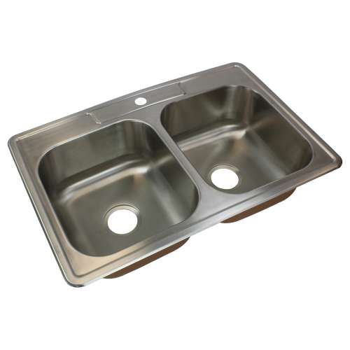 Classic Stainless Steel 33 Drop-in Kitchen Sink Kit with Bottom Grids, Flip-Top Strainer, Flip-Top Disposal Strainer, 