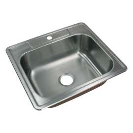 25-in x 22.02-in x 8-in 18 Gauge Single Bowl, Stainless Steel Kitchen Sink, Drop-in Installation with 1-Hole, with Grids, Strainer, Installation Kit