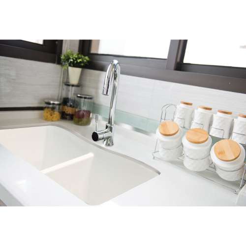 31.9375-in x 19.125-in x 9.5 Granite Double Equal Undermount Kitchen Sink in White with Grids, Strainer, Disposer Strainer, Installation Kit
