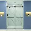 BYPT608010L-T-MB Brooklyn 60-in W x 80-in H Frameless Double Sliding Shower Door in Matte Black