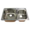 33-in x 22 1/64-in x 9-in 18 Gauge Offset 75/25 Double Bowls, Drop-in Stainless Steel Kitchen Sink with 1 Faucet Hole